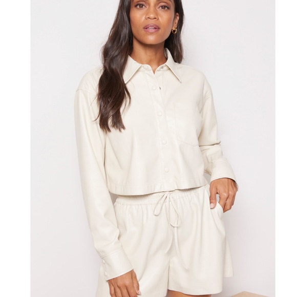 Good American Better Than Leather Cropped Shacket - Picture 2 of 6